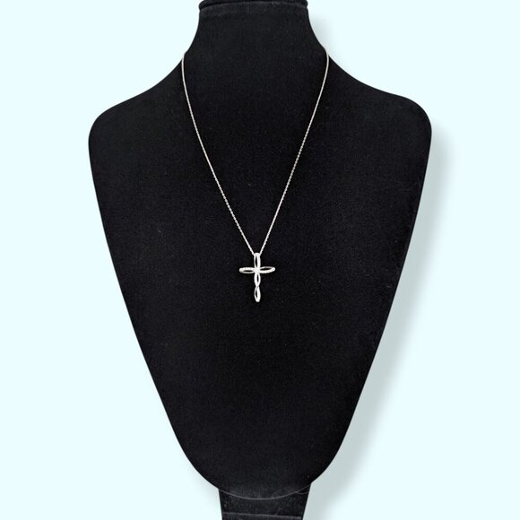 Swirling CZ Cross Pendant Necklace - Picture 2 of 6